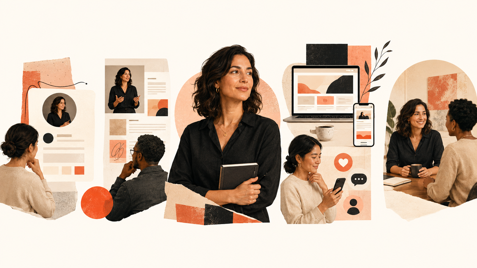 An expert being discovered through her profile and content before building trust, engagement and a client conversation